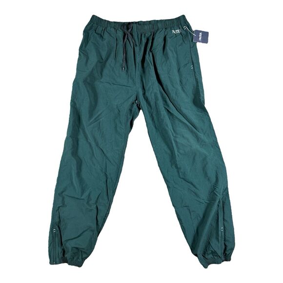 Nautica Vintage Green Track Pant Windbreaker Nylon Jogger Ankle Zip Pockets XXL‎ - Picture 1 of 7